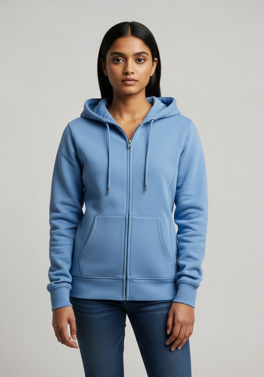Sky Blue Zipper Hoodie