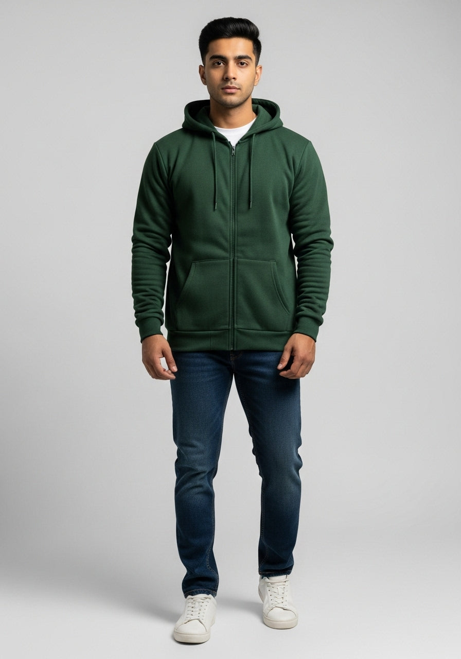 Dark Green Zipper Hoodie