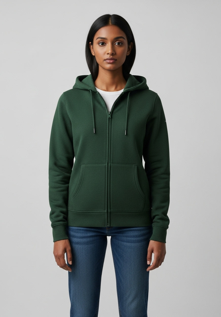 Dark Green Zipper Hoodie
