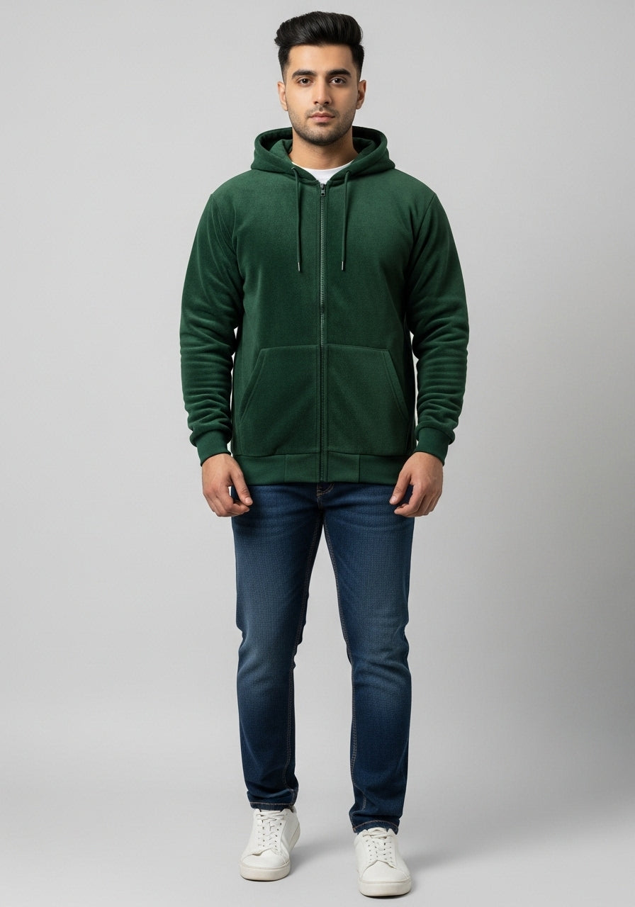 Dark Green Zipper Hoodie