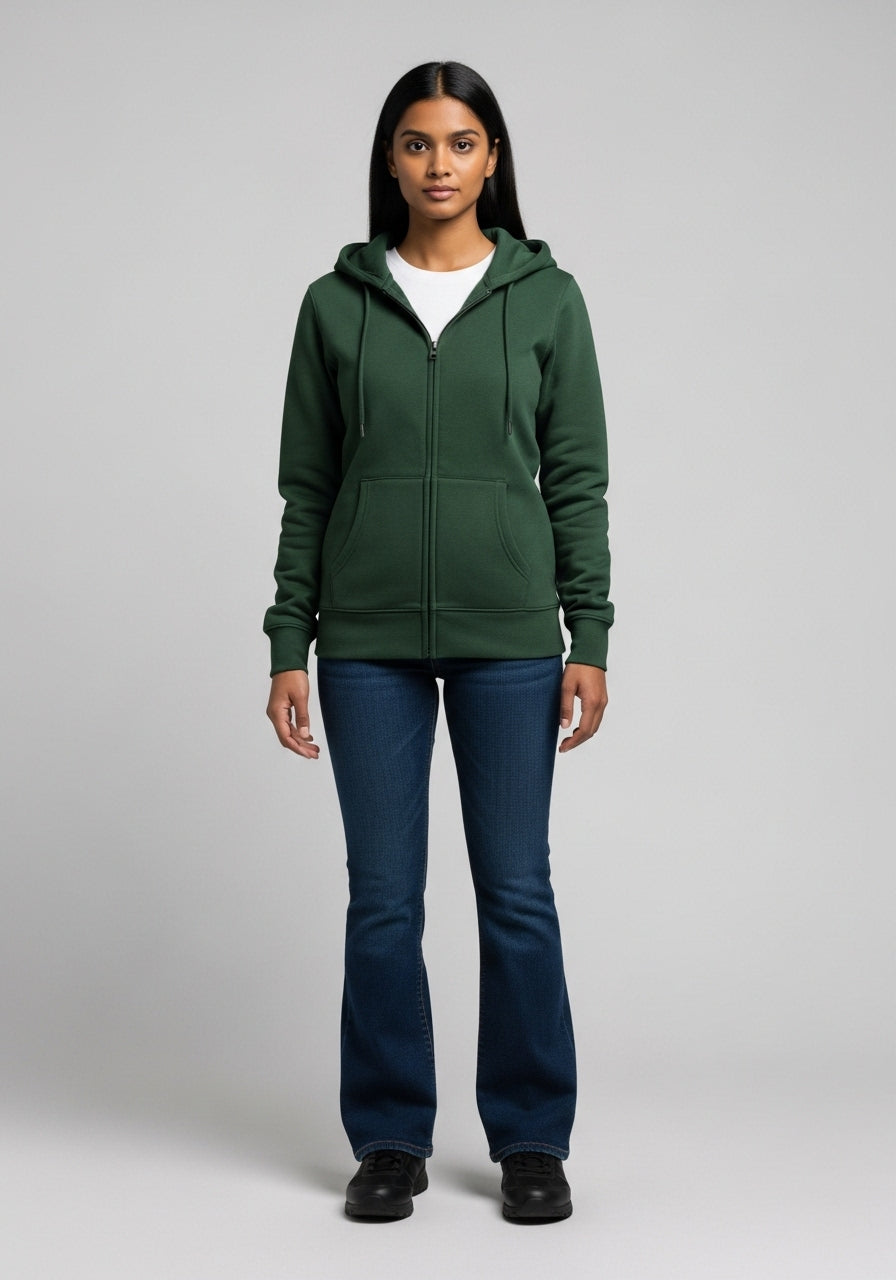 Dark Green Zipper Hoodie