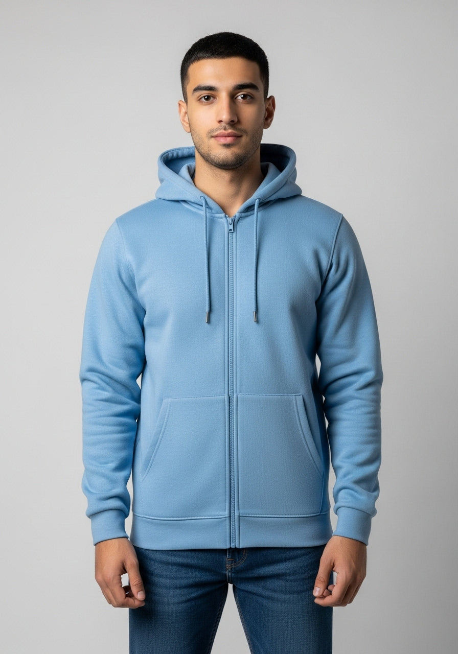 Sky Blue Zipper Hoodie
