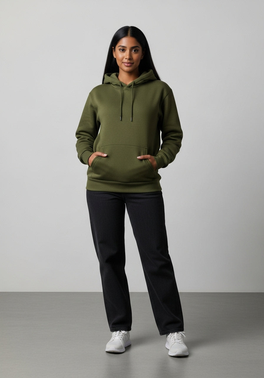Fleece Olive Green Hoodie
