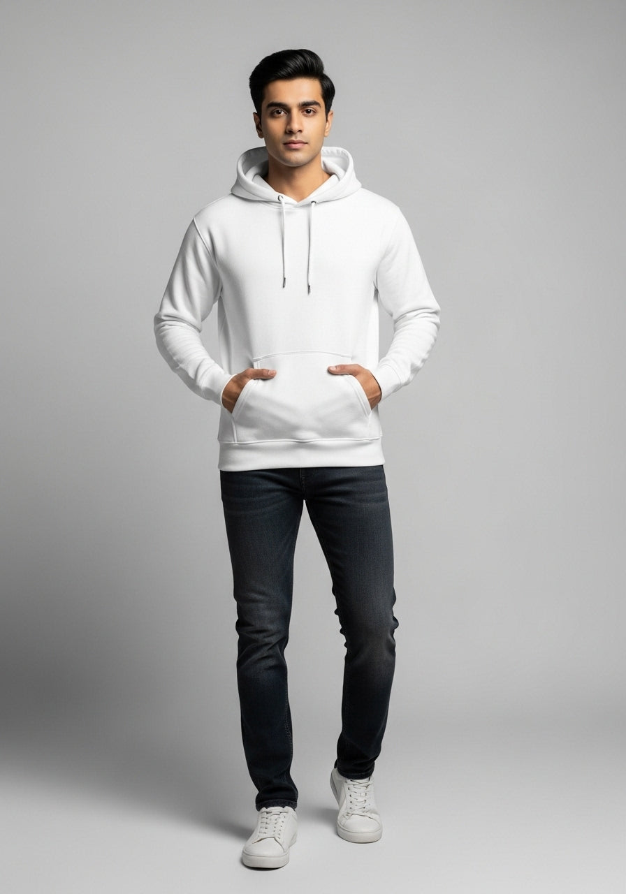 Fleece White Hoodie