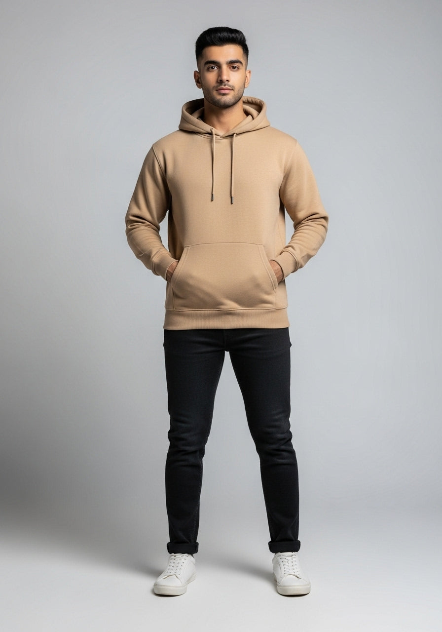 Fleece Beige Hoodie