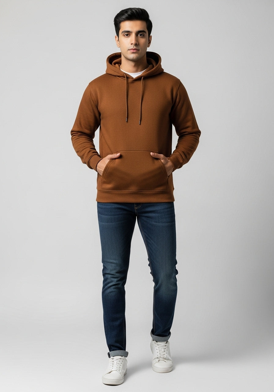 Fleece Brown Hoodie