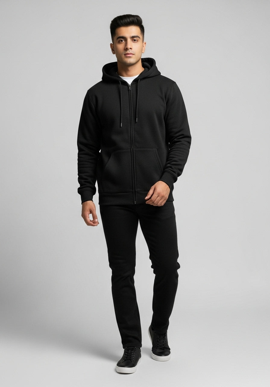 Black Zipper Hoodie