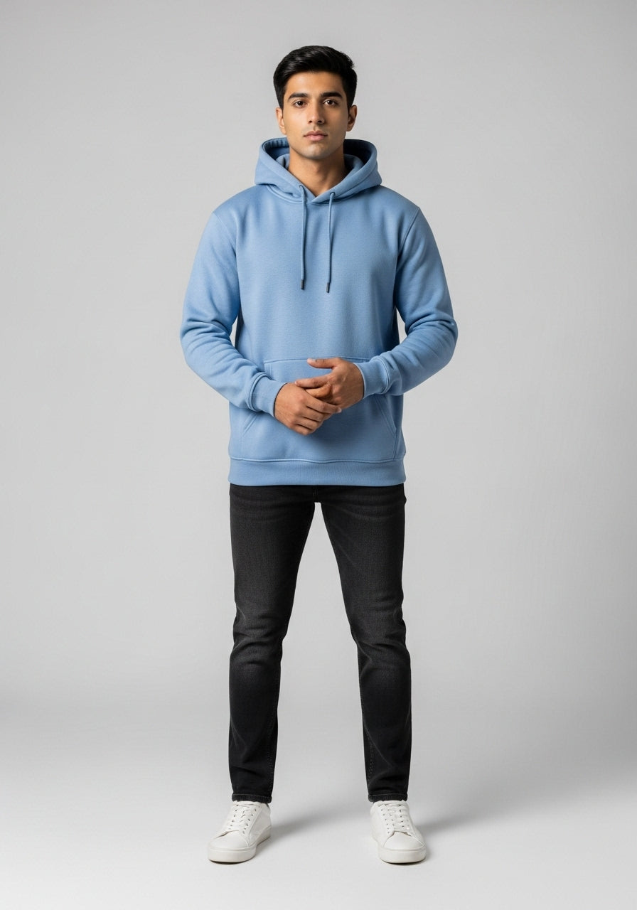 Fleece Sky Blue Hoodie