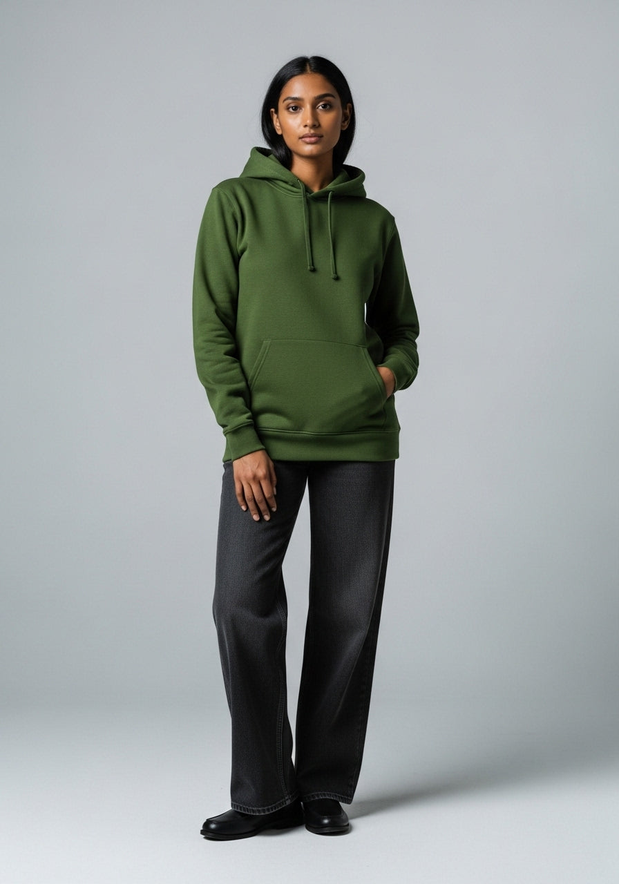 Fleece Olive Green Hoodie