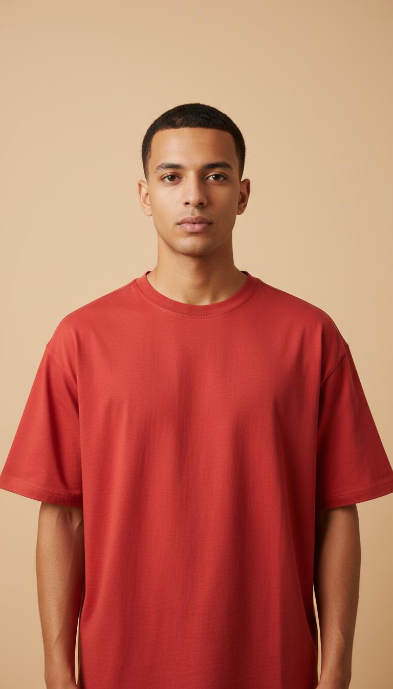 Drop Shoulders Oversized Red T-Shirts