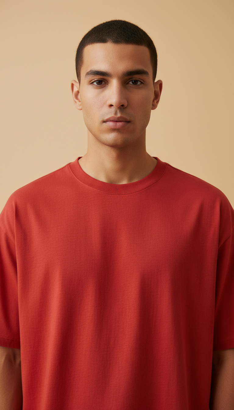 Drop Shoulders Oversized Red T-Shirts