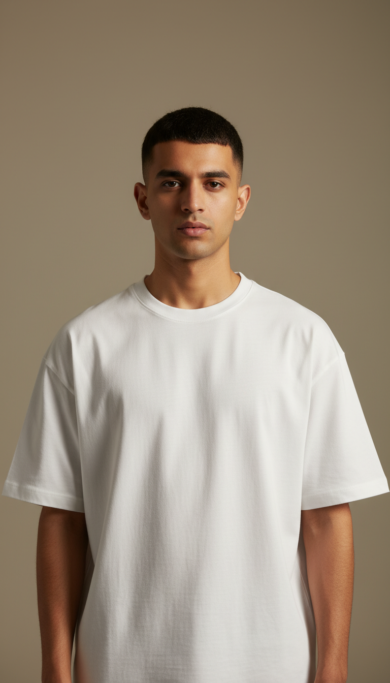 Drop Shoulders Oversized White T-Shirts