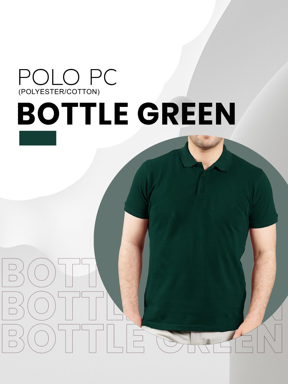 Bottle green polo shirt with premium cotton fabric