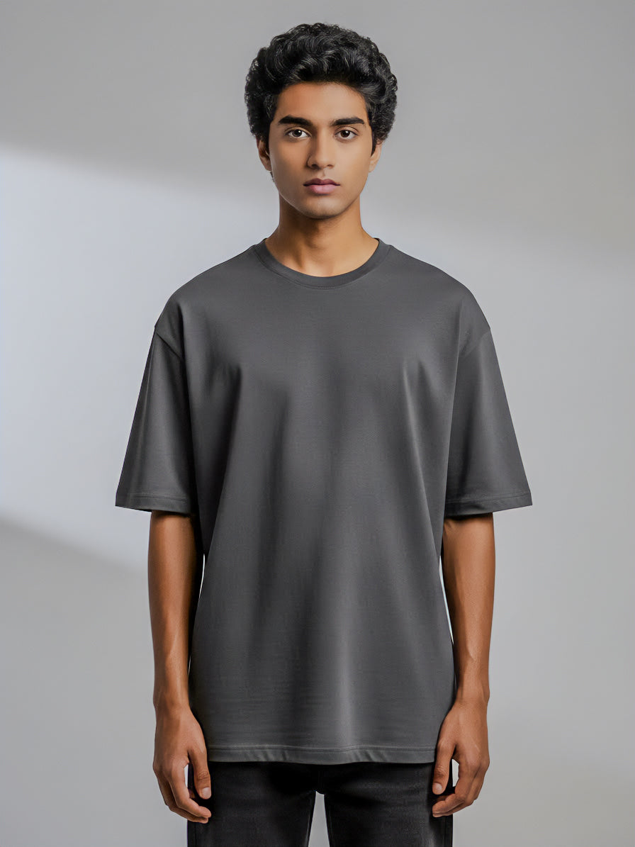 Drop Shoulders Oversized Grey T-Shirts