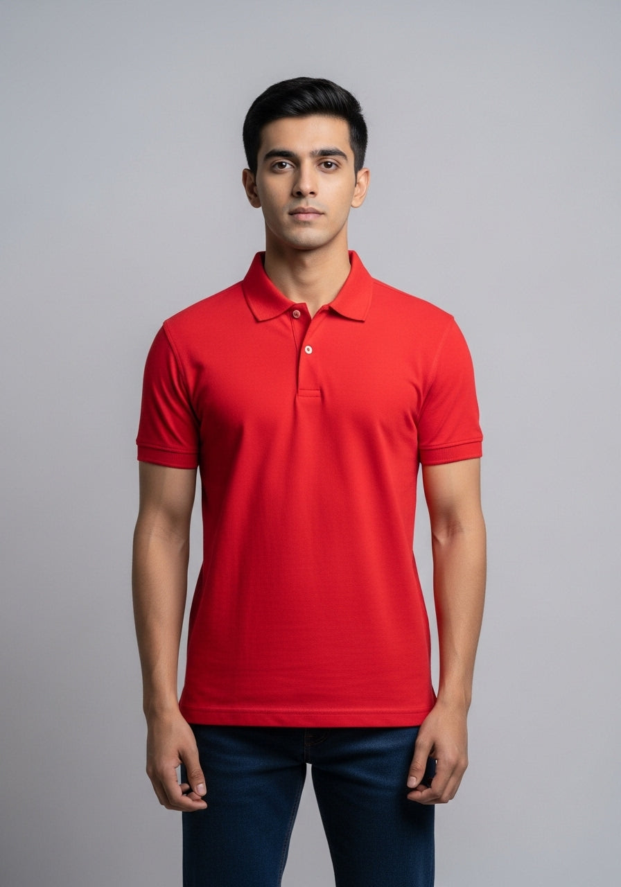 Half Sleeve Red Polo T-Shirt