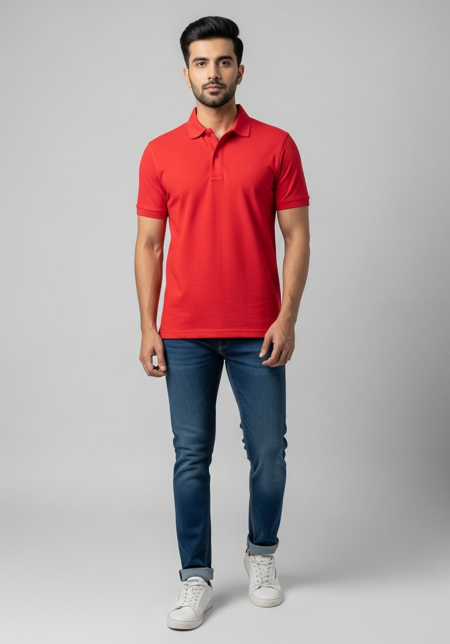 Half Sleeve Red Polo T-Shirt