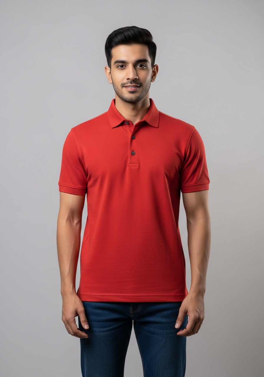 Half Sleeve Red Polo T-Shirt