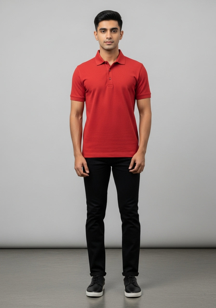 Half Sleeve Red Polo T-Shirt