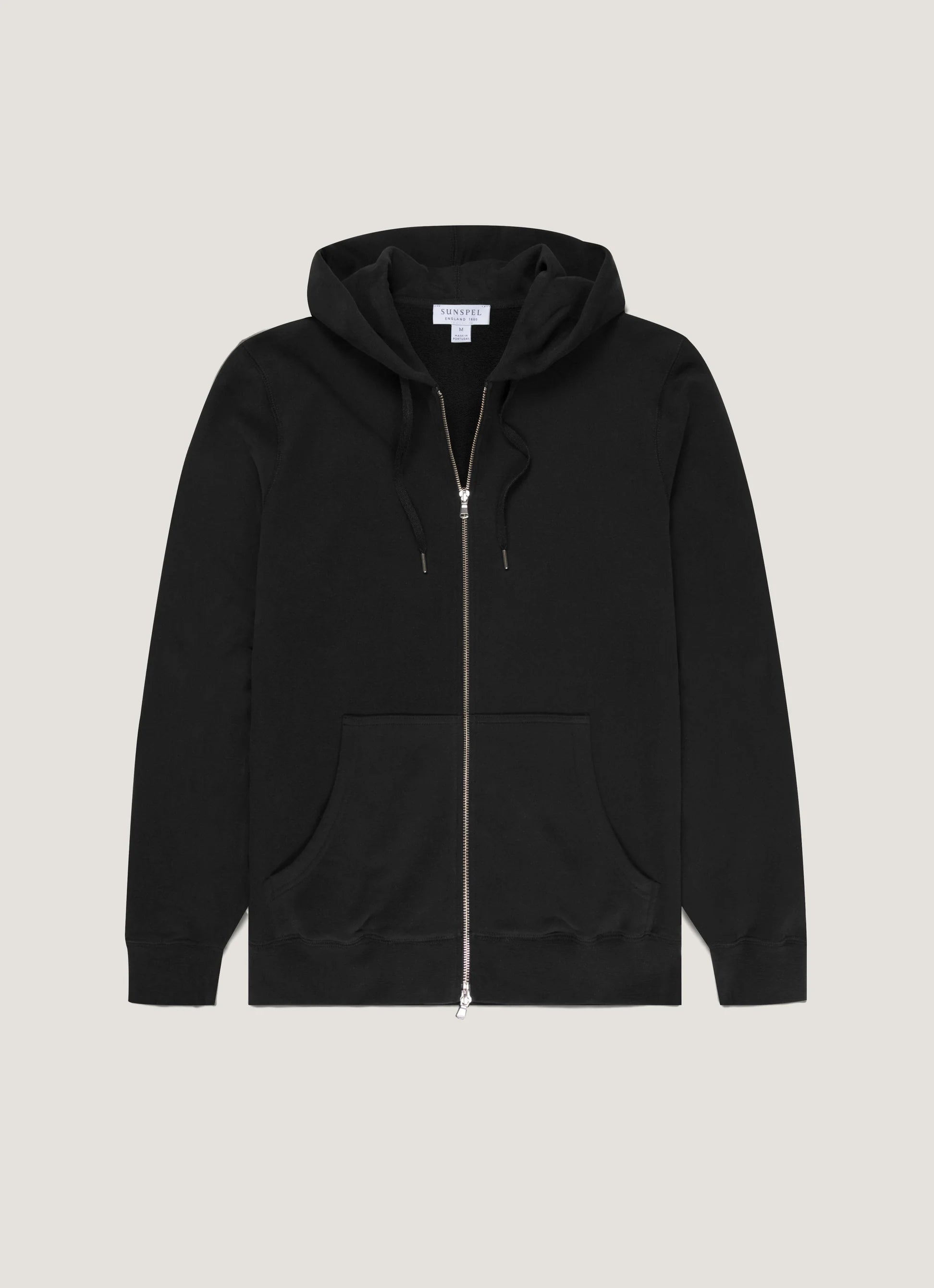 Loopback Zip Black Hoodie