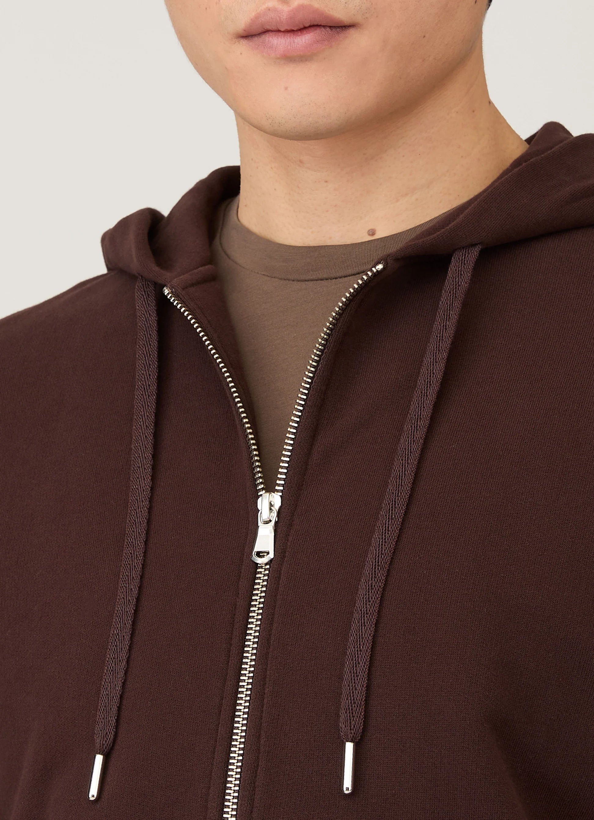 Loopback Zip Truffle Hoodie