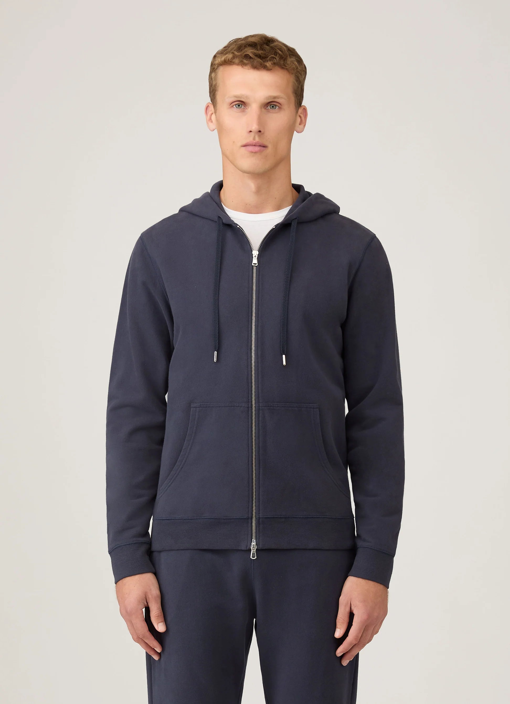 Loopback Zip Navy Hoodie