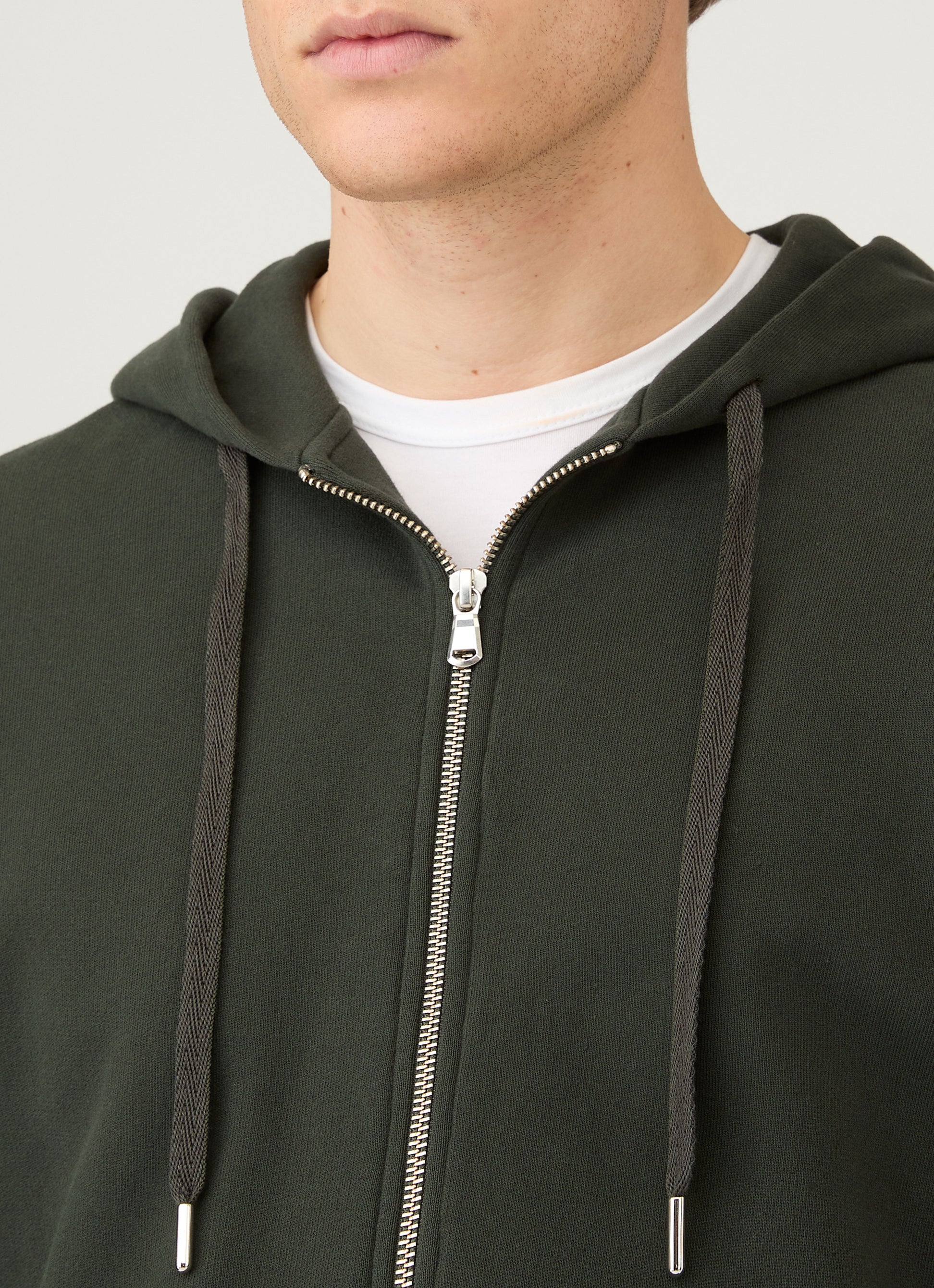 Loopback Zip Dark Green Hoodie