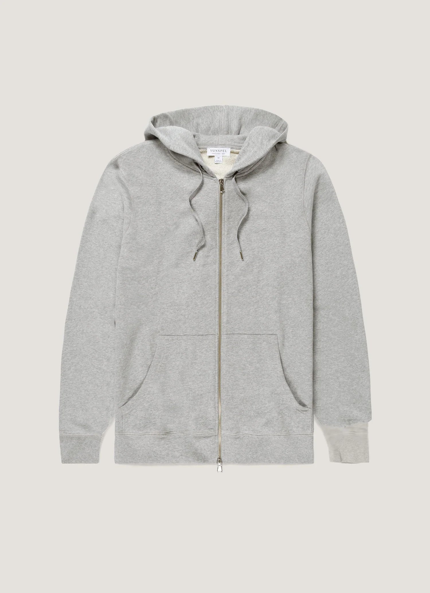Loopback Zip Grey Melange Hoodie