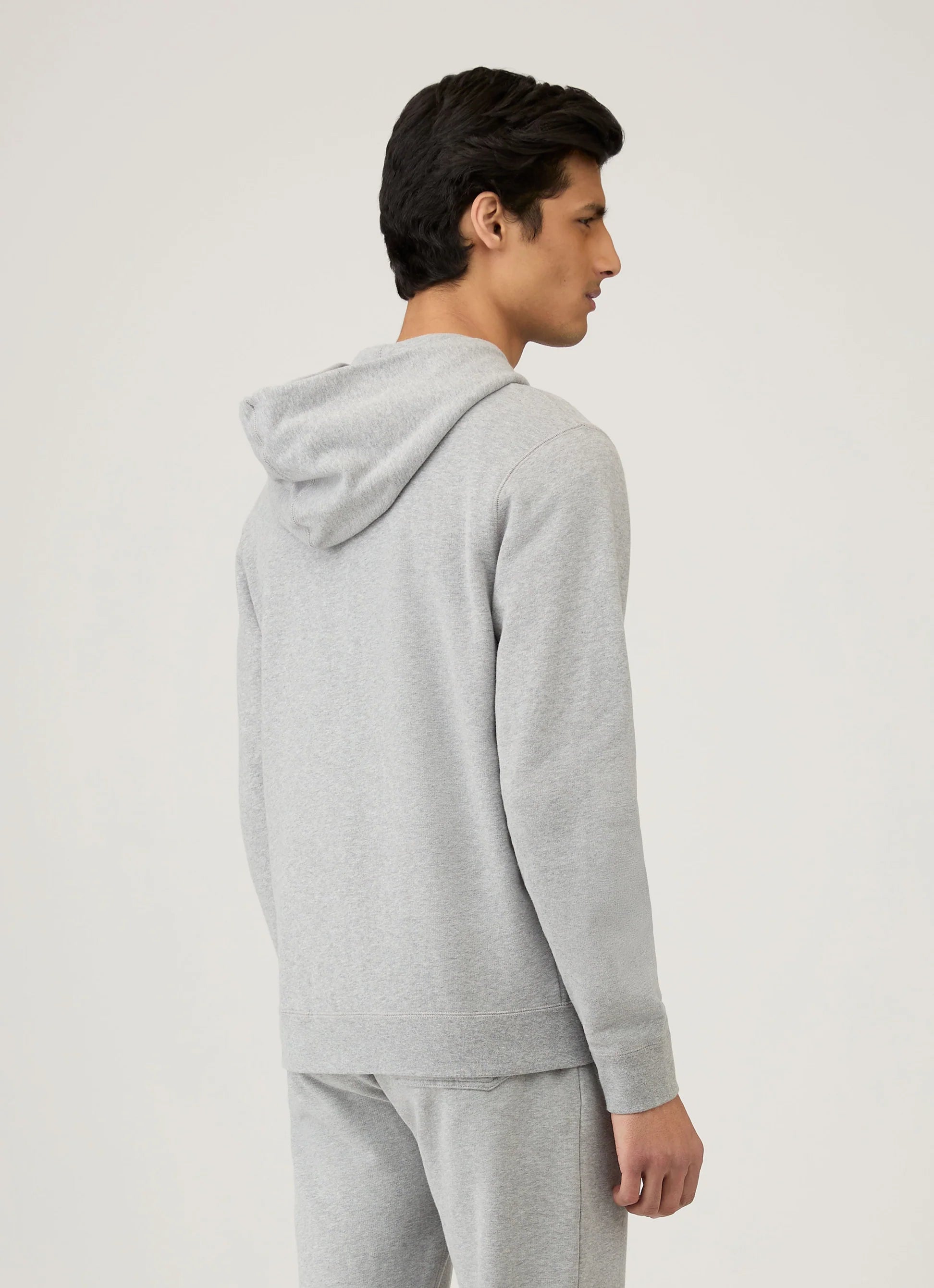 Loopback Zip Grey Melange Hoodie