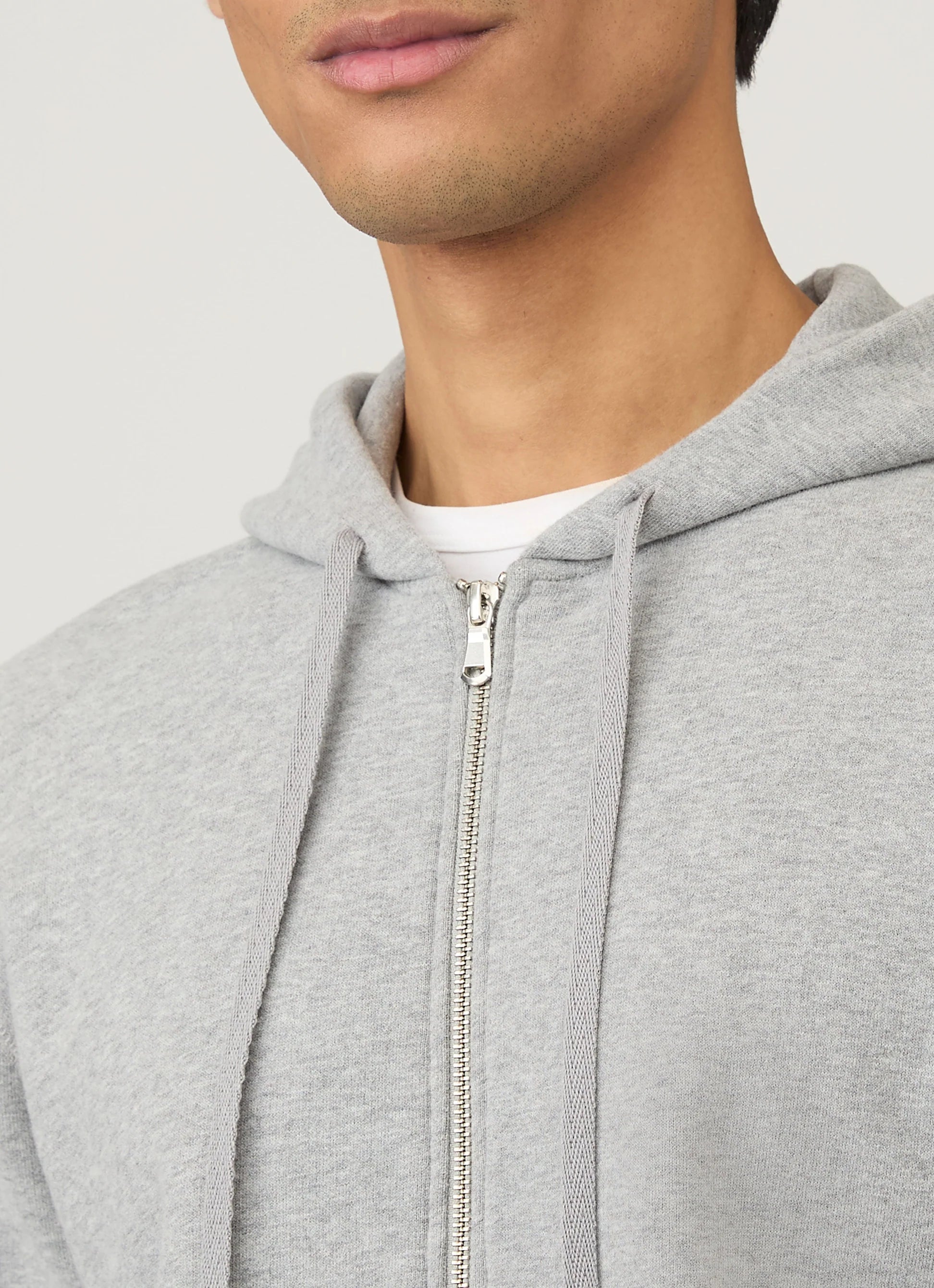 Loopback Zip Grey Melange Hoodie