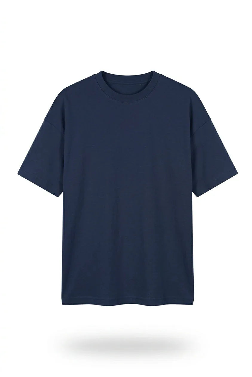 Stylish navy blue drop shoulder t shirt oversized fit fashion