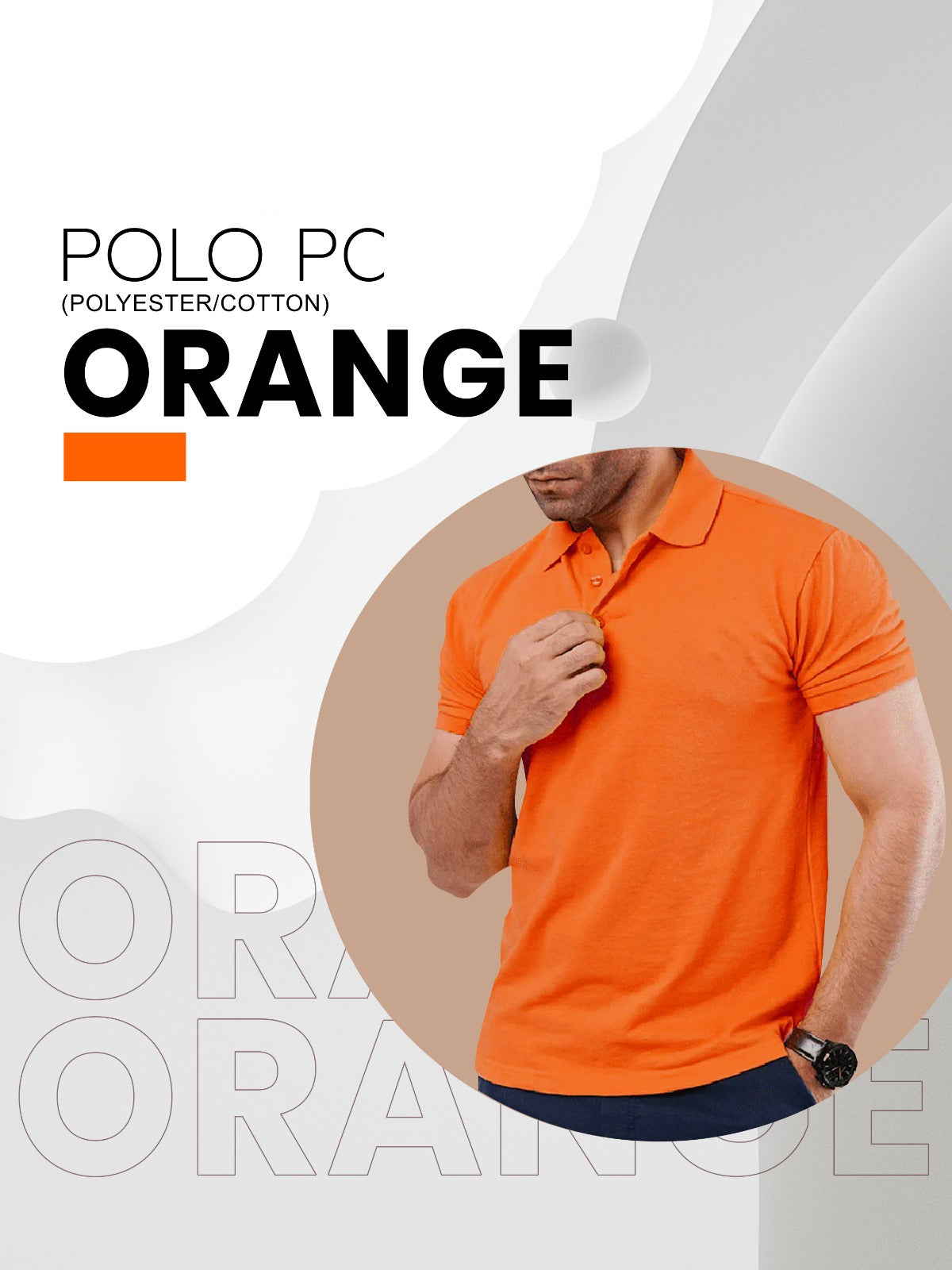 Orange polo shirt with premium cotton fabric