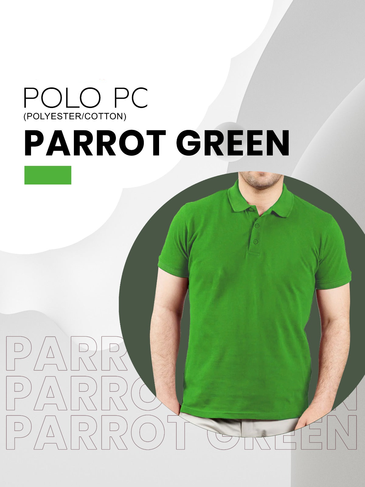 Parrot green polo shirt with premium cotton fabric
