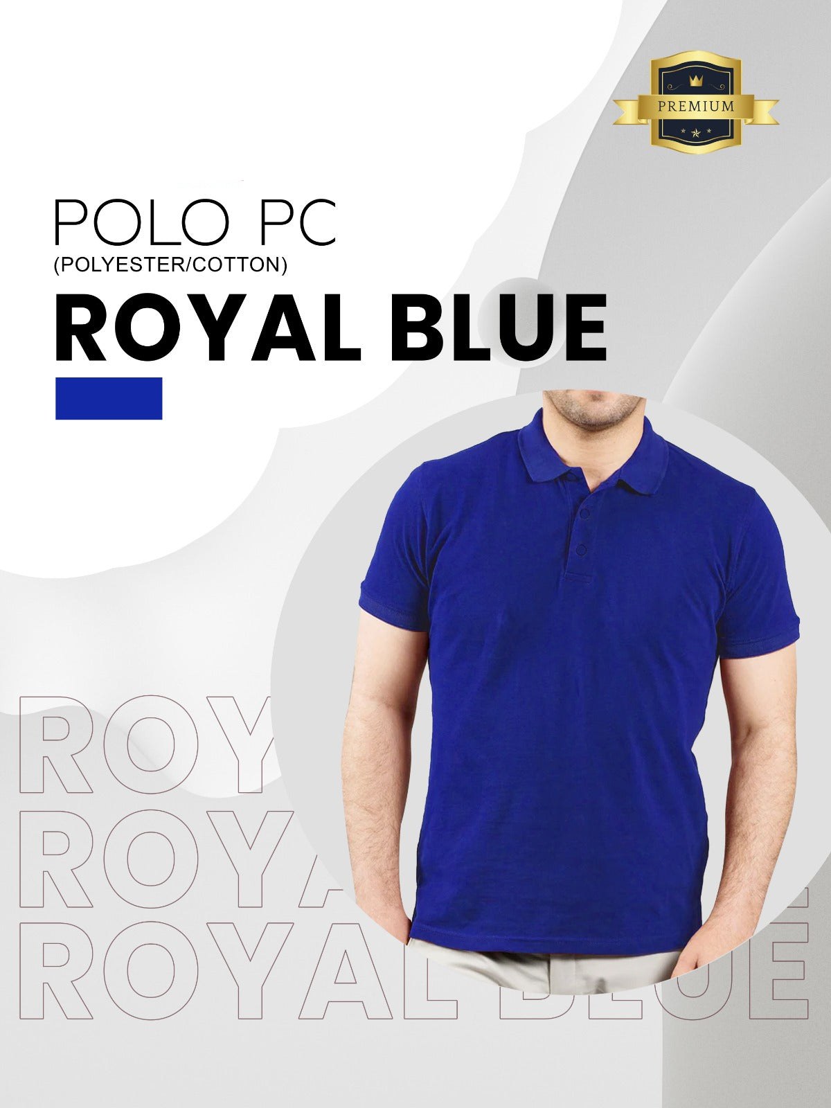 Royal Blue polo shirt with premium cotton fabric