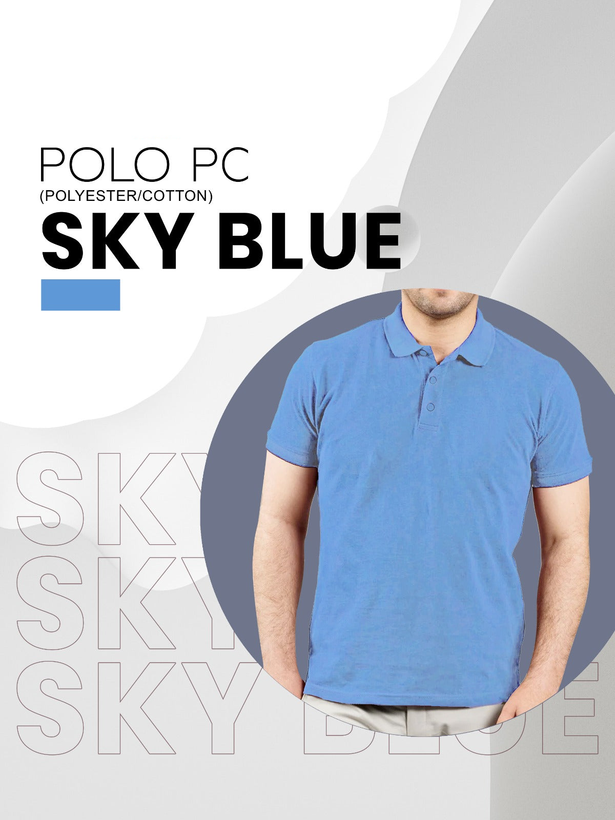 Sky Blue polo shirt with premium cotton fabric