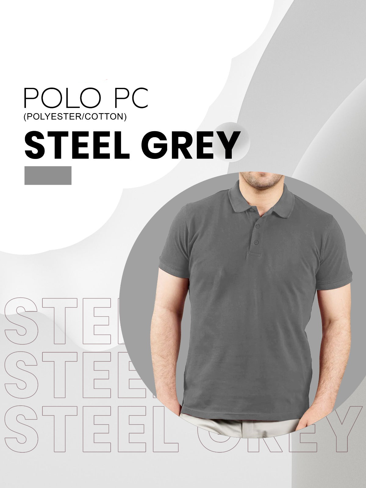 Steel grey polo shirt with premium cotton fabric