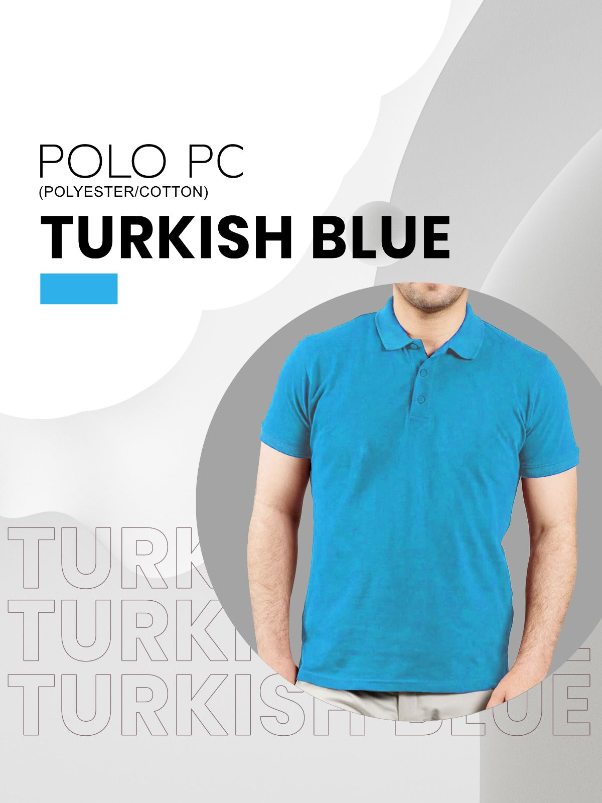 Turkish Blue polo shirt with premium cotton fabric