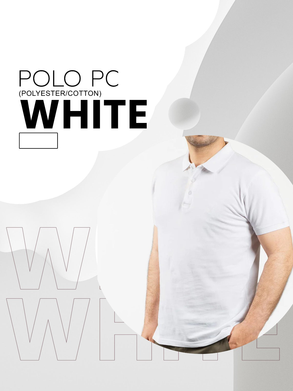 White polo shirt with premium cotton fabric